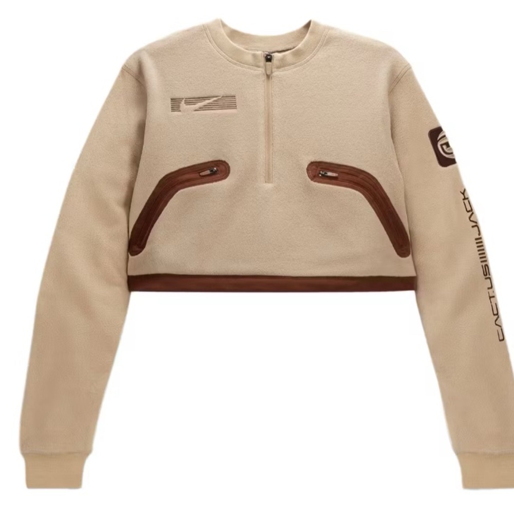 TRAVIS SCOTT CACTUS JACK TAN AND BROWN CROP SWEAT SHIRT